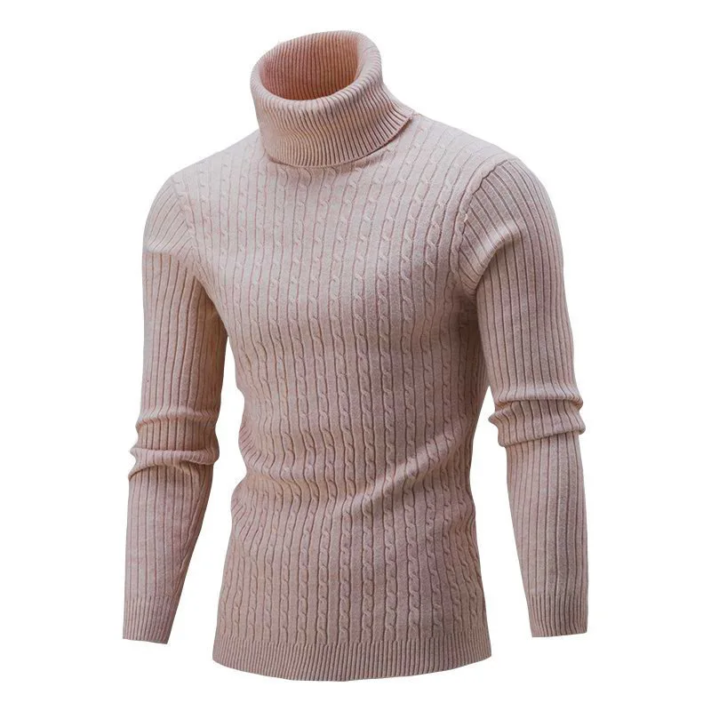 M-3XL Autumn and Winter Pullover Casual Men's Solid Pullover Sweater High Collar Men's Casual SweaterKnitted Turtleneck Sweater