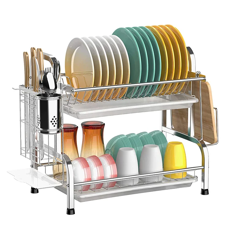 

Adjustable Sink Dish Drying Rack Stainless Steel 2-Tier Expandable high quality dish drying rack for kitchen tools