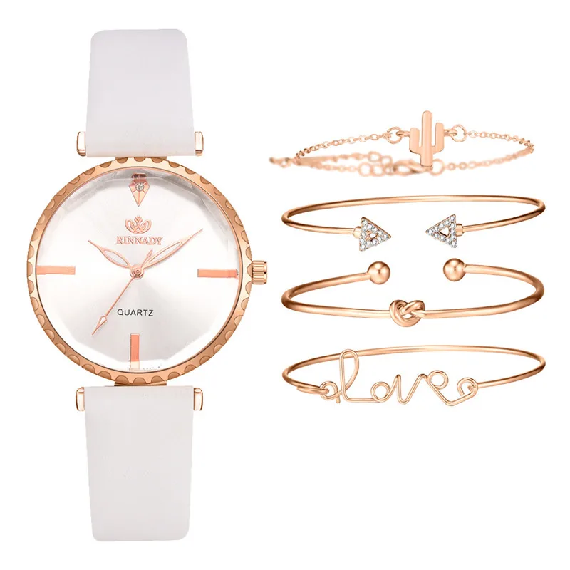 

Top Style Fashion Women Luxury Leather Analog Quartz Bracelet Watch Set Ladies Dress Reloj Mujer FW027, 6 different colors as picture