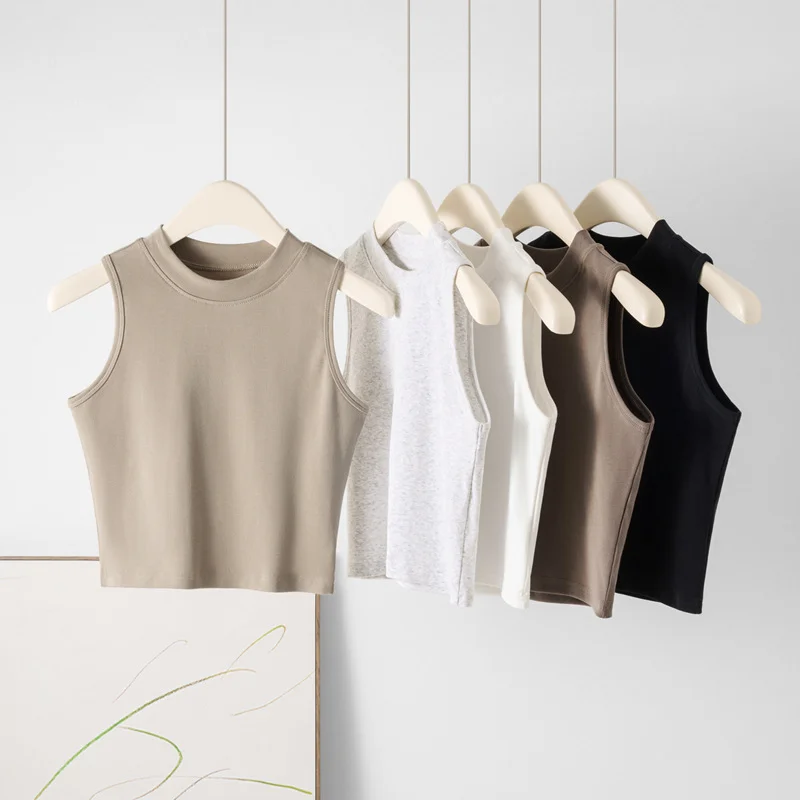 Women's Short Sleeve Cropped Slim Fitted Tee Tops Basic Casual Workout Sleeveless Shirts Female Summer tank Top