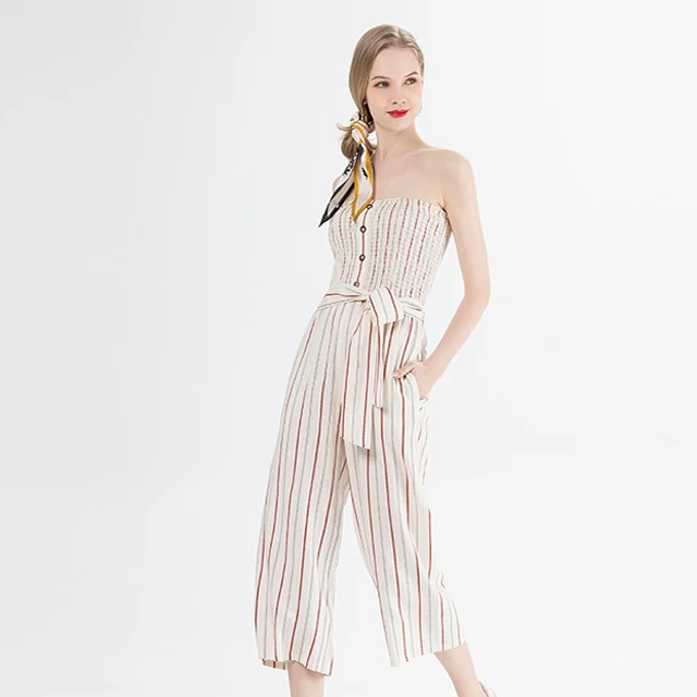 

2021 Summer Casual Bodycon Strapless Womens One Piece Waistband Streetwear Romper Jumpsuits