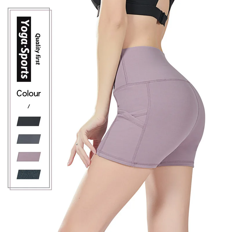

Wholesale Women Yoga Shorts Pockets High Waist Gym Training Yoga Leggins Shorts, Customized color