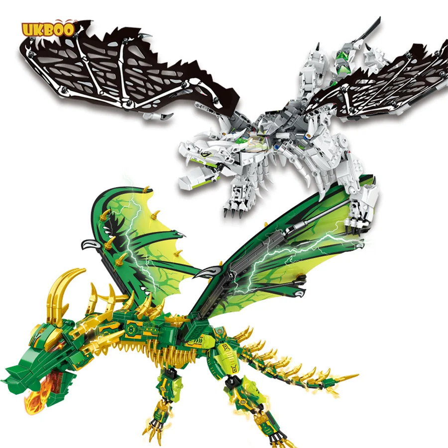 

Free Shipping UKBOO 1352PCS Ninja go Ninja Warrior Skull Sorcerer's Dragon Flying Dragon Assemble Creative Pay. Building Blocks