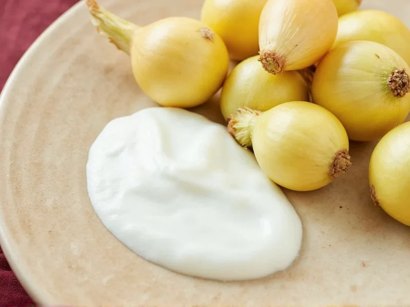 Fresh yellow onions and sour cream for homemade dip