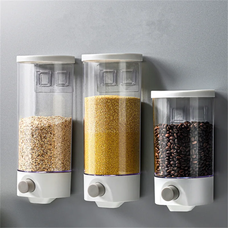 

Wall Mounted Food Bin Dispenserturn Gravity Dispenser for Cereal Rice Nuts Candy Coffee Bean Snack Grain with Custom LOGO, Transparent