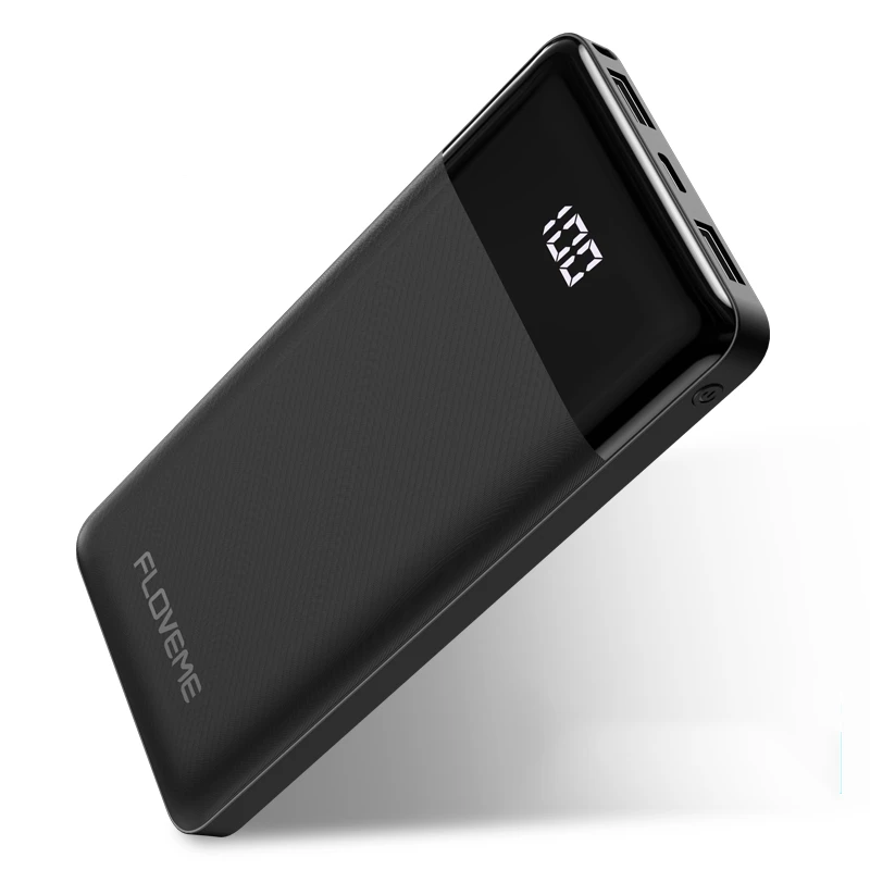 

FLOVEME Power Bank 10000mAh Portable Phone External Battery Charger Dual USB Charging Powerbank for iPhone Xiaomi ipad, Black