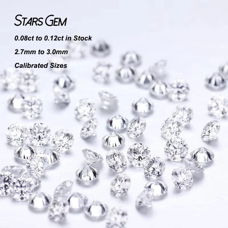 Starsgem Lab Diamond 0.08ct to 0.12ct Small Size Round HPHT Melee Lab Grown Diamonds for Jewelry Making