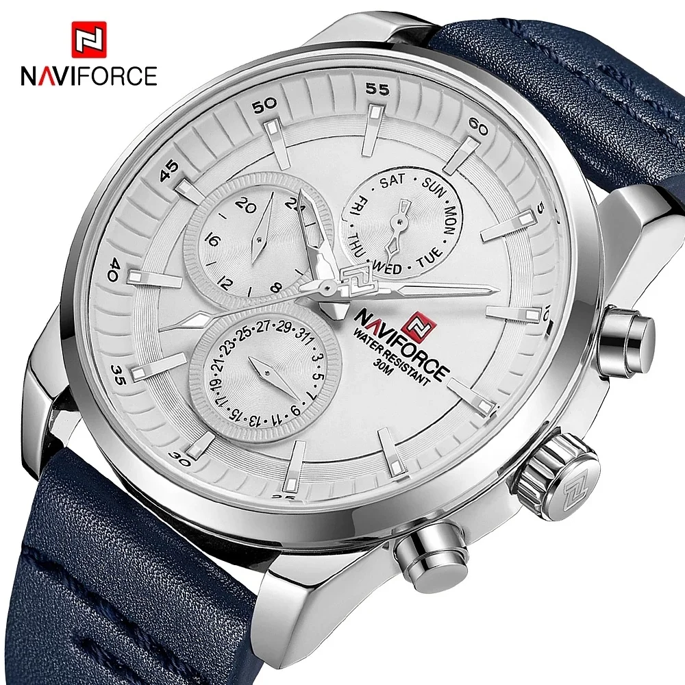 

NAVIFORCE 9148 Luxury Brand Quartz Watch Men's Fashion Wrist Watches with Leather Band Waterproof Sport Military Wristwatch Male, According to reality