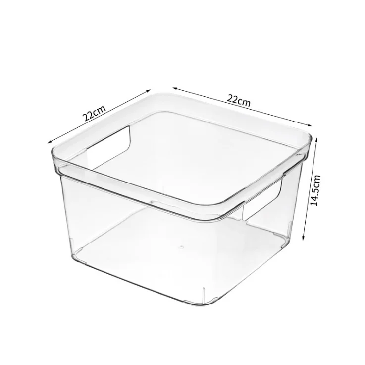 

Desktop square storage box plastic transparent PET cosmetics skin care product finishing box snack toy storage basket