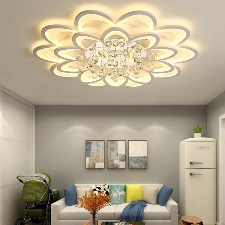 Modern flower-shape ceiling light modern acrylic led light crystal decorative indoor ceiling lighting for living room lamps