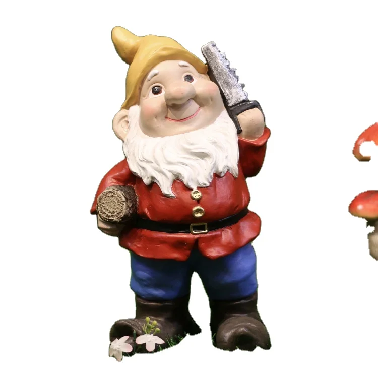 

Polyresin custom made holding broom garden gnomes, resin statues gnome garden decorations$