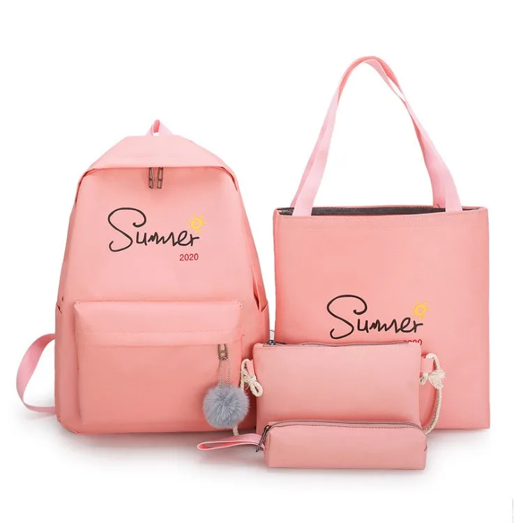 

New Design Large Cheap Colorful Outdoor School Bag For Students 4pcs in 1 set, Yellow, green, blue, black, orange