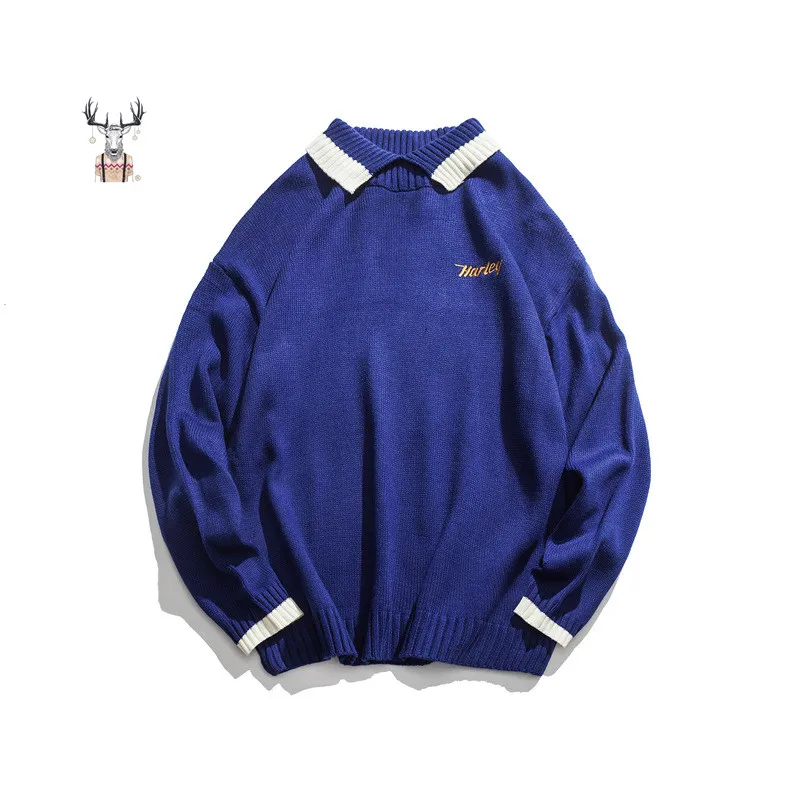 

Crewneck Jacquard Knitwear Lapel Turndown Pullover Custom Men Custom Polo Neck Sweater Men