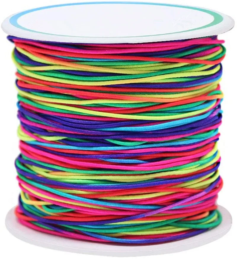 Amazon Hot Sale 100m Rainbow Color Elastic Cord Beading Thread Stretch