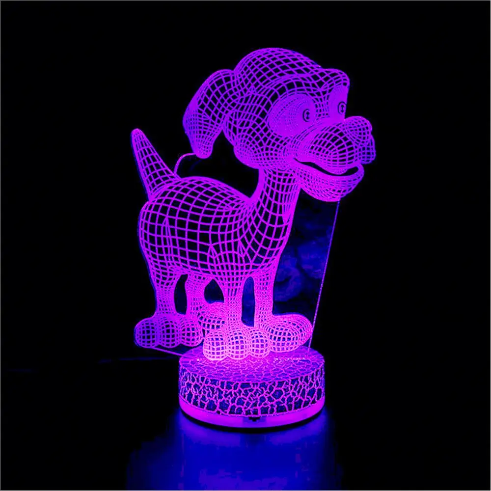 Table Bedside Bedroom Wooden 3D Lamp Portable Mini Led Night Light