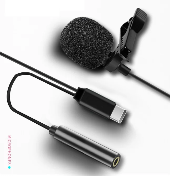 

USB Type C 3.5mm Mini Portable Microphone Condenser Clip-on Lapel lavalier Mic Wired Microphone for Android Phone