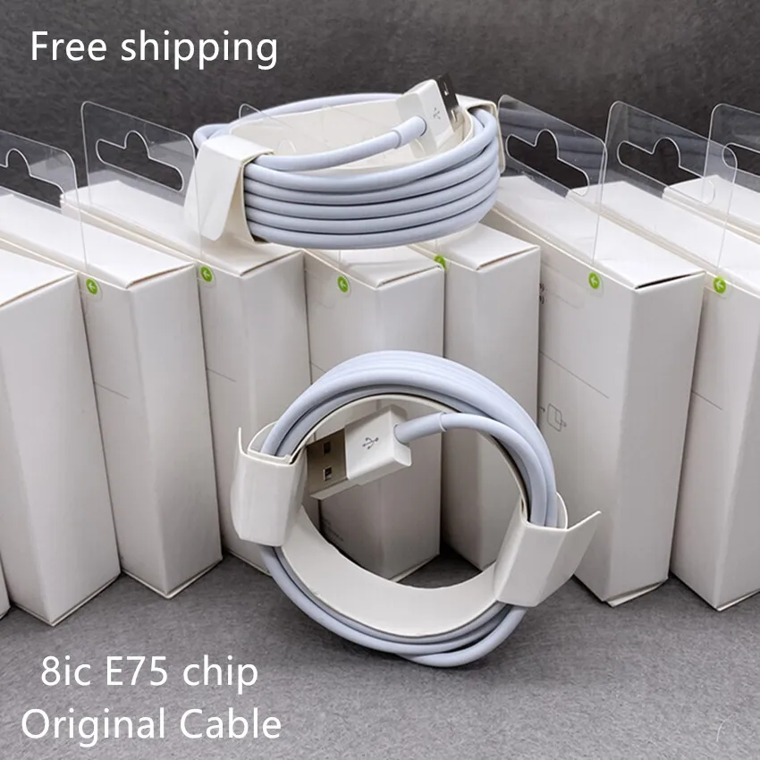 

Free shipping 2m /6ft 8ic E75 chip Original USB Cable Data Transfer usb Charger cable For Iphone 7 8 XS 11 12 With packaging box, White