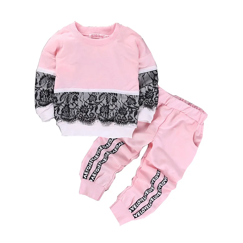 

2020 Autumn Baby Girls Clothing Sets Cotton Kids Clothes Sets Long Sleeve Lace Shirt + Pants 3pcs Suit Girls Clothing Sets, Picture