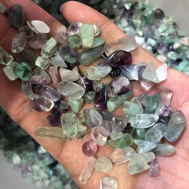 Wholesale Natural Fluorite Stone Price Rainbow Fluorite Gravel Tumbled