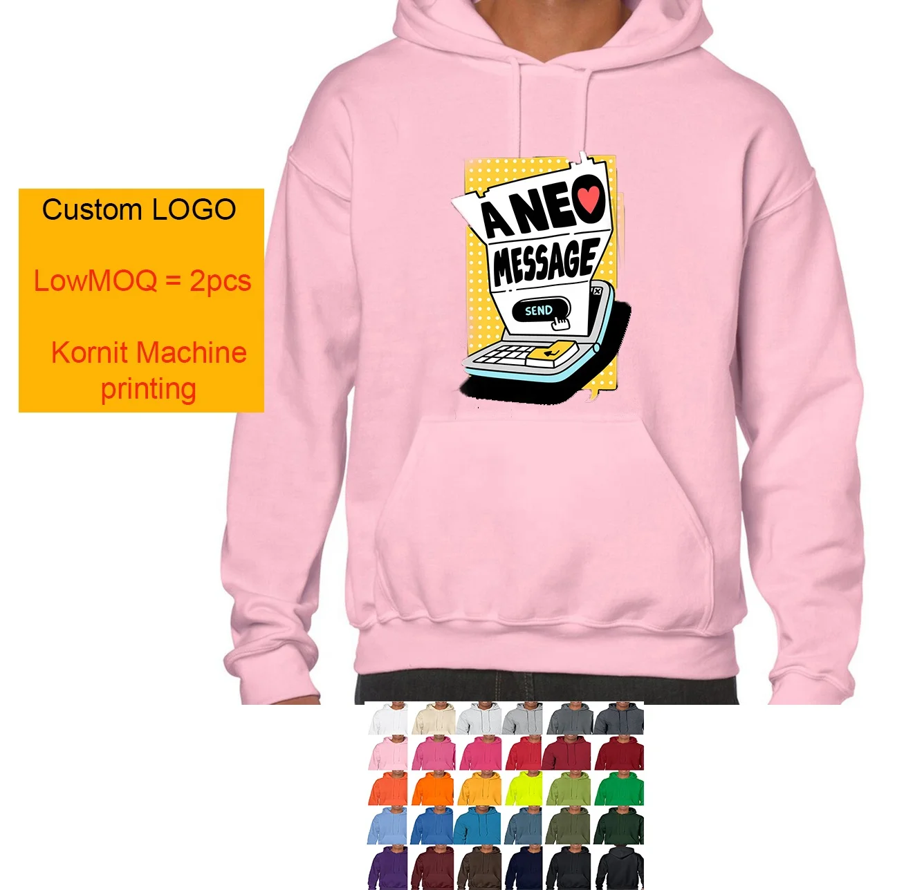 

New Custom Logo Low MOQ 100% cotton Plain Hoodies Men