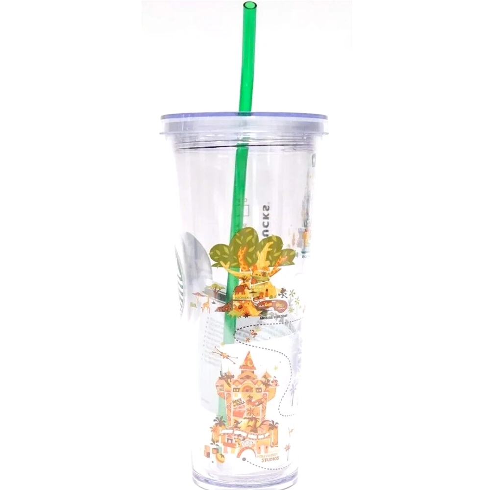 

reusable plastic Dis-ney Parks 2021 WDW Large Venti Tumbler With Straw, Tranparent clear