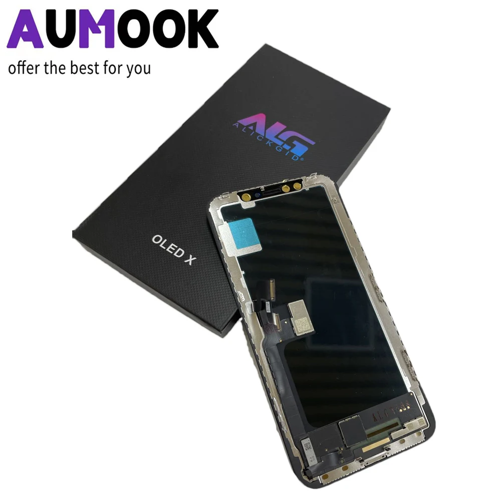 

AUMOOK true tone available hard OLED LCD Display touch screen replacement Digitizer Assembly for iphone X Xs, Black