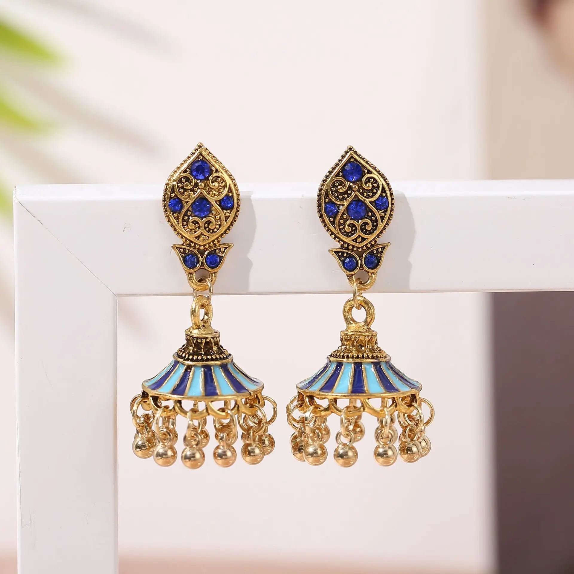 

chandelier earrings Indian Enamel Flower Acrylic Balls Tassel Earrings Boho Statement Earrings, Colorful