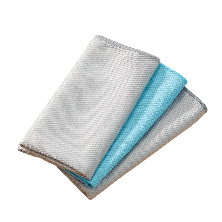 Fish Scale Towel Square Microfiber Glass Towel High Absorption Bathroom Cleaning Cloth for House Clean