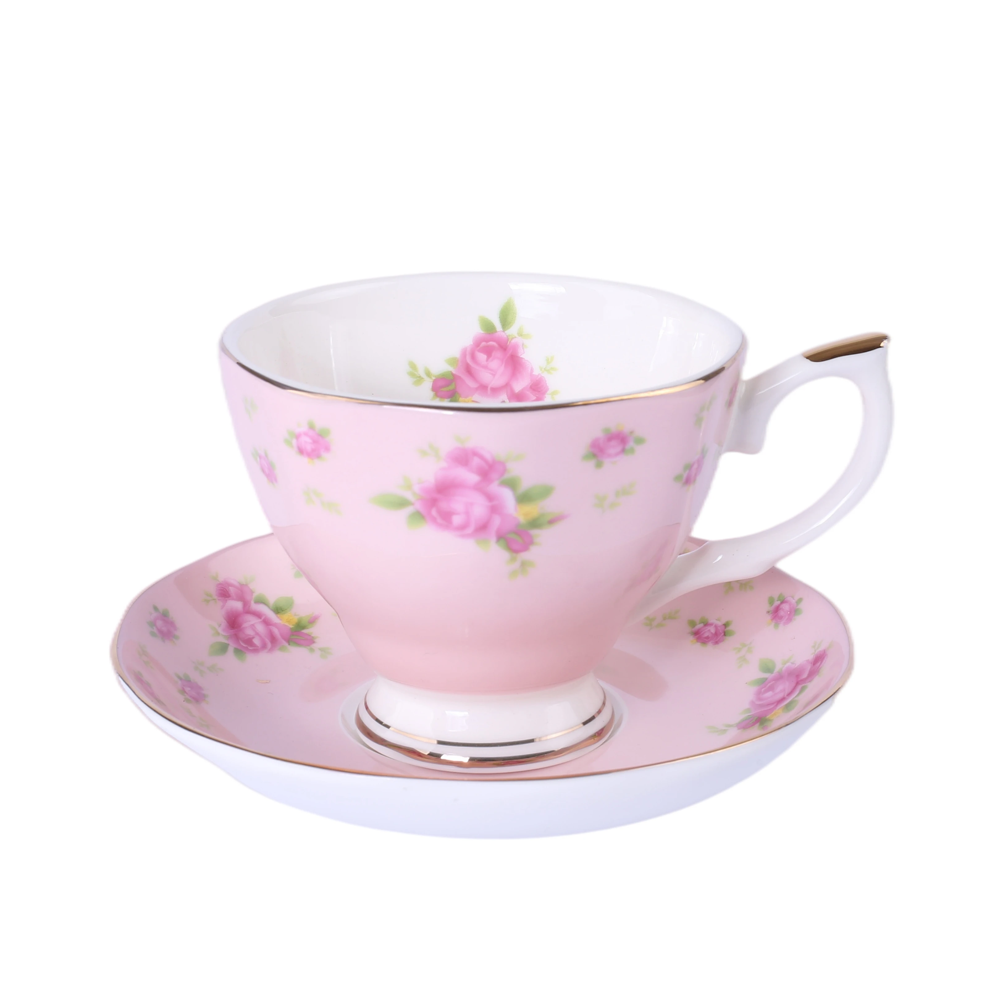 

200ml Wholesale 13 colors Royal Albert Vintage Coffee Cups and Saucers with Gold Rim Ceramic Tea Cups, Customized color