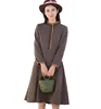 Top High Females/Kids New France Ruffled Vintage Elegant Plus Size Plaid Woolen Swing Dresses