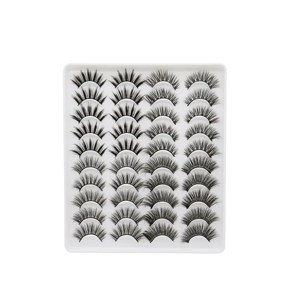 

Factory Wholesale 20 Pairs Of Hybrid Single High Grade Protein Fiber 3d Natural False Eyelashes