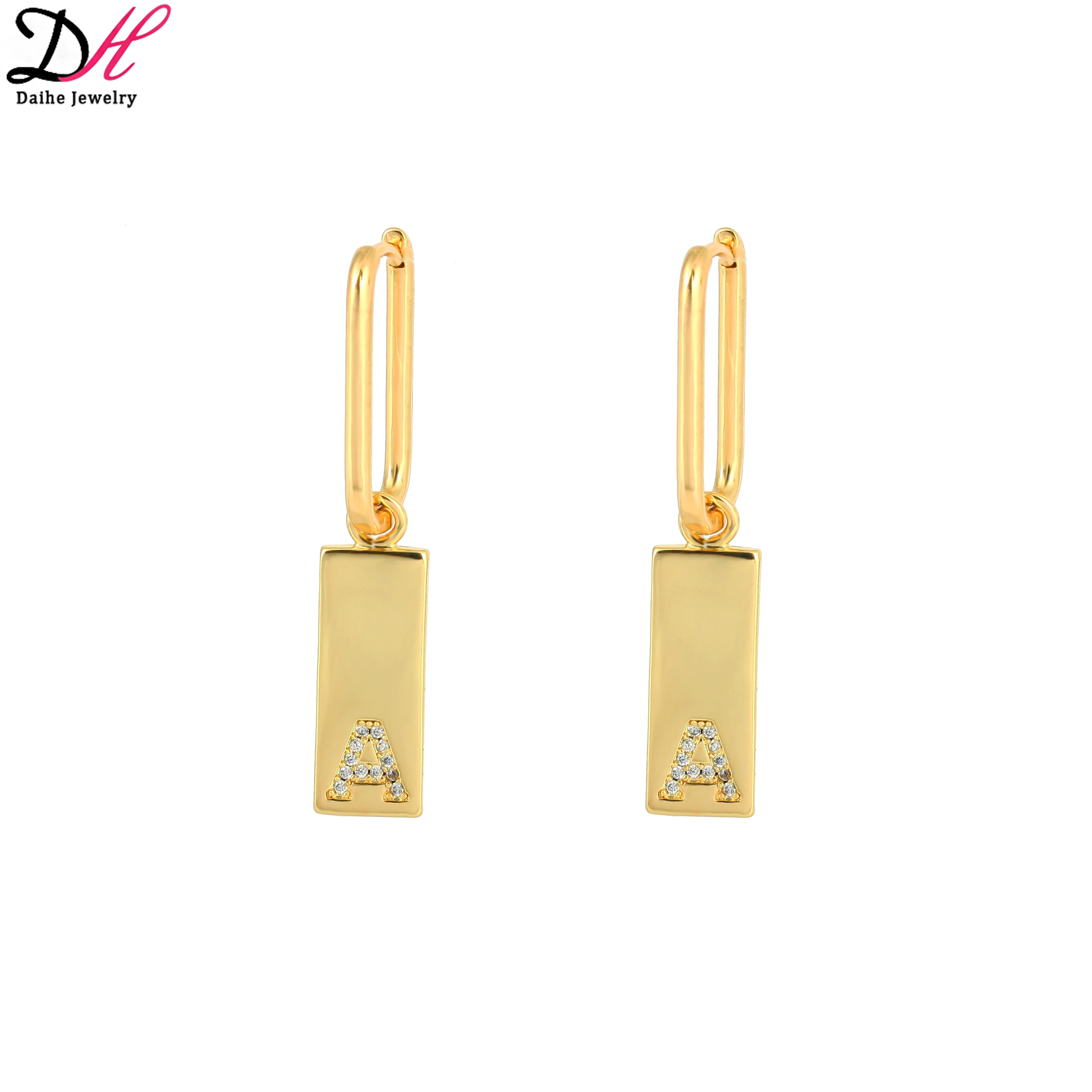 

Luxury Letters 18K Gold Plated Hoop Earrings Women Contracted Crystal Copper Zircon Earrings Set Jewelry Gift Wholesale 2021