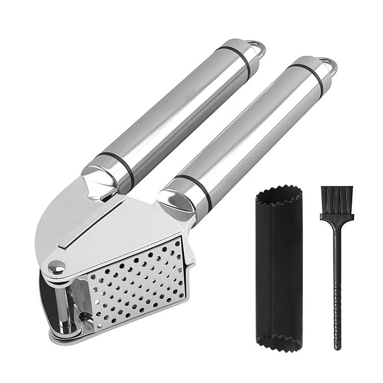 

Stainless Steel Garlic Press and Peeler set Garlic Mincer 304 Heavy Duty - Super Promotion, Silver