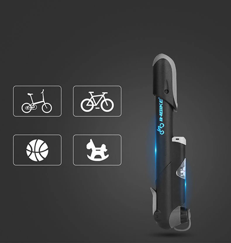 

INBIKE Tire Ball Bicycle Air Pump Portable Mini Toy Schrader Presta Valve MTB Mountain Cycling Bike Inflator IQ310, Black