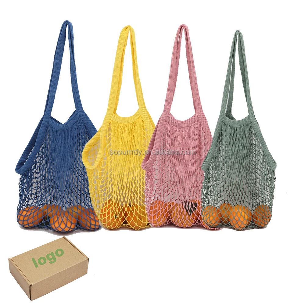 

Sopurrrdy Wholesale Eco Cotton Fruit Packaging Mesh Tote Bag, Beige, red, yellow, pink, black, etc or customize