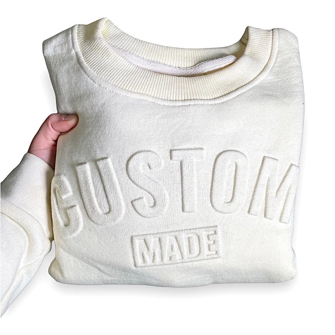Heavyweight Pullover Regular Fit Winter Hoodie Men's Custom 3D Letter Embossed 100% Cotton