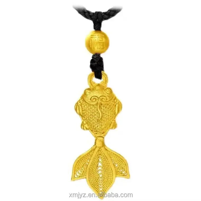 

Brass Gold-Plated Necklace Men's And Women's Koi Goldfish Pendant Fashion Couple Gift Internet Celebrity Live Hot Sale