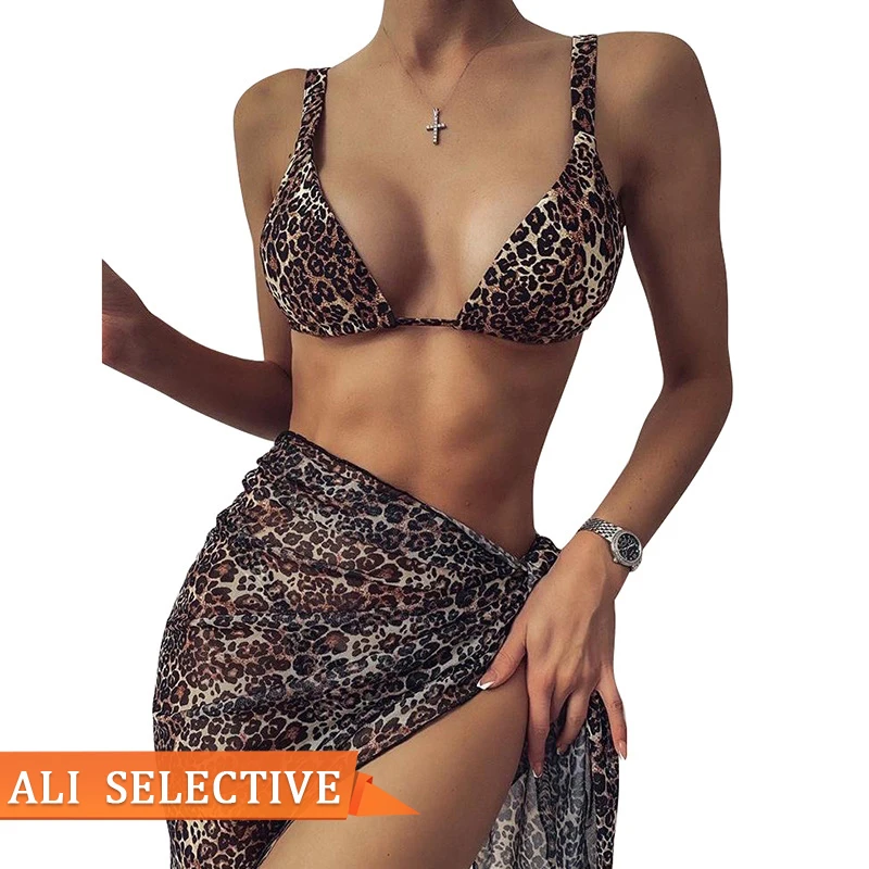 

SS2002 Hot Sales New Arrivals 2021 Summer Elastic Leopard Sexy Women Swimwear 2021 3 piece bikini Swim Wear Bikini, As show