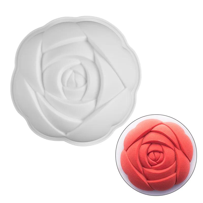 

1063 3D Baking Cake Pan Silicone Mousse Cake Mold DIY Rosebud French Dessert Mold, White