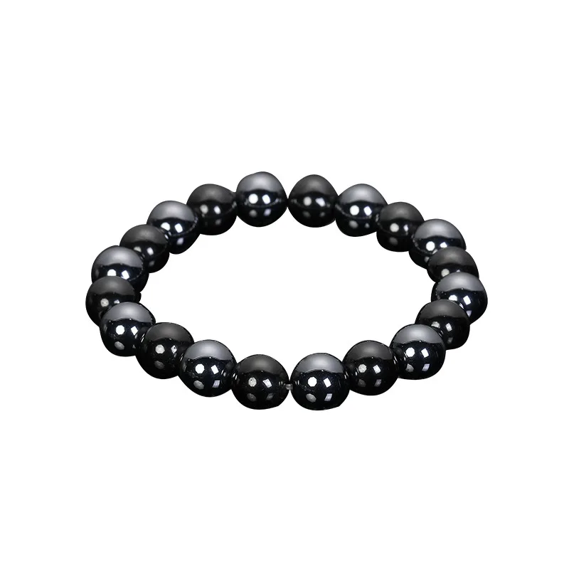 

2021 Birthstone Beads For Bracelet 6-12mm Round Hematite Beads Bracelet Fashion Bracelet For Men and Women, Black and gold