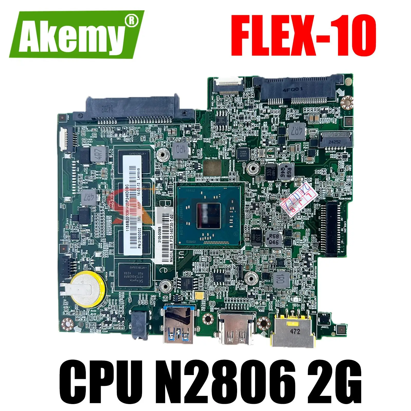 

BM5338 REV:1.6 For Lenovo Flex 10 laptop motherboard with CPU N2806 2G 100% Tested