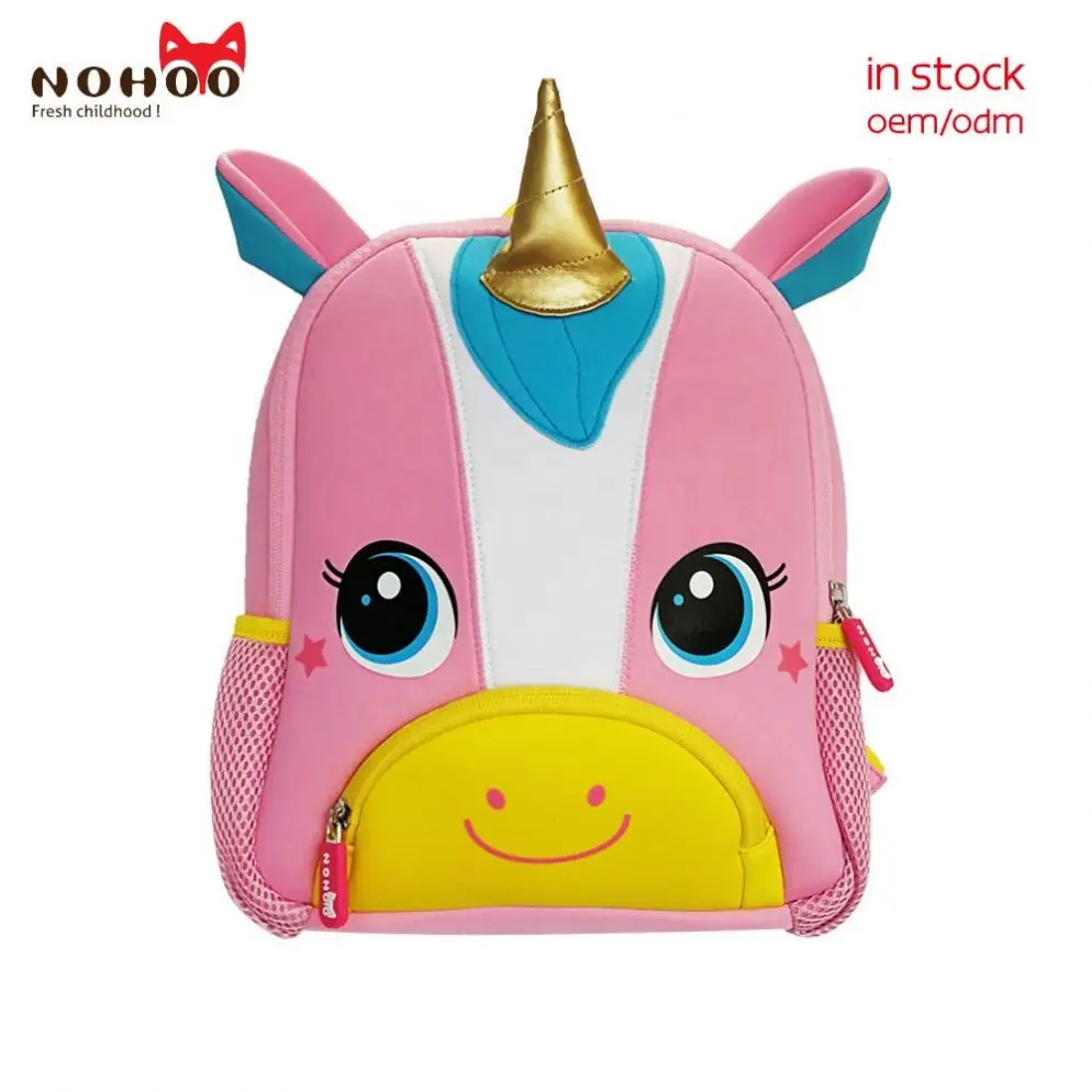 

NOHOO customized babies backpack neoprene kindergarten bags putting logo, Pink,blue or customized