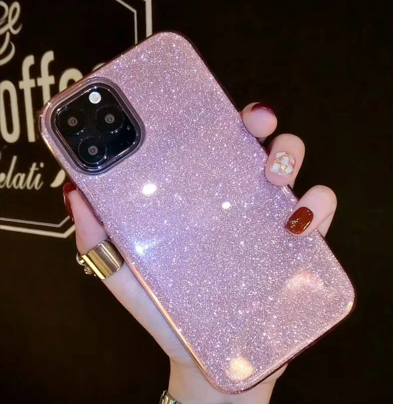 

3in1 sparkle glitter TPU phone case for iphone 12 case, Black,silver, gold, pink, red, blue, green,purple