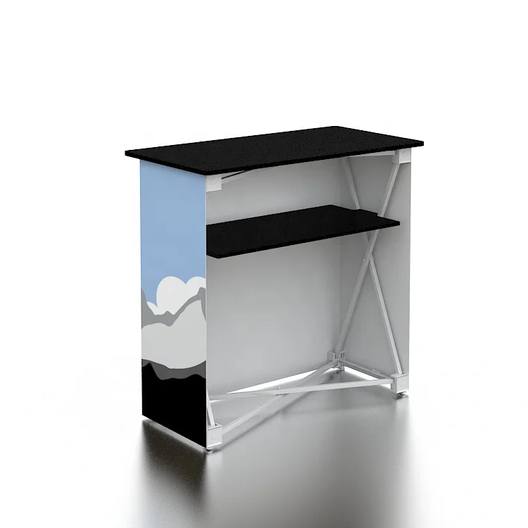 

Folding aluminum expo wholesale promotional tension fabric shelf display tradeshow exhibition Portable Counter table