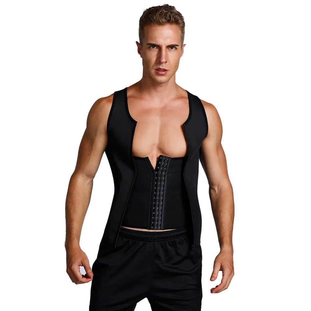 

Men Slimming Waist Trimmer Corset Neoprene Sweat Sauna Vest Sauna Latex With Zipper