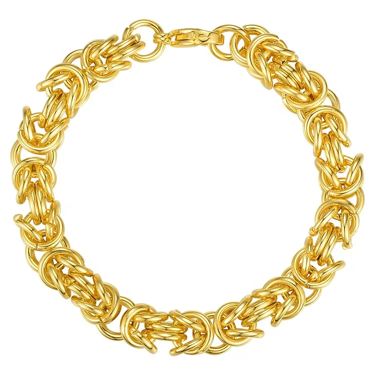 

Latest High Quality 18K Gold Plated Stainless Steel Multilayer Dense Ring Thick Chain Bracelet B202180