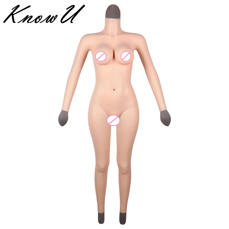 

KnowU Crossdresser Female Silicone Body Suits With D Cup Breast Form And Vagina Ninth Panties For Transgenders