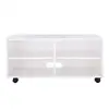TV Cabinet, TV Stand with 4 Compartments and Castors, Open Low board for TV Hard Disk, White