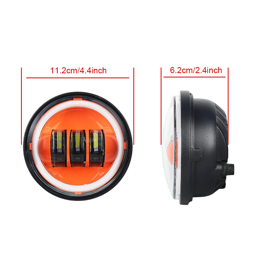 30W 4-1/2 4.5''inch LED Auxiliary Passing Fog Light Orange Halo Ring Driving Lamp For Motorcycle