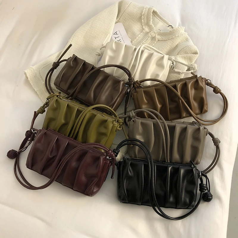 

Wholesale Women's Pleats Hand bags Women Shoulder Messenger Bag Crossbody Underarm Bag Female Small Purse